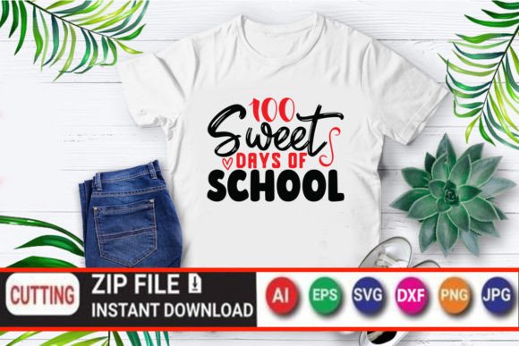 100 Sweet Days of School: Graphics & T-Shirt Designs