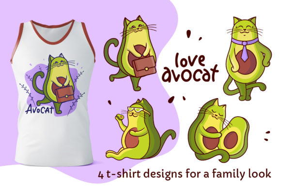 Avocado Cats Graphics & Illustrations