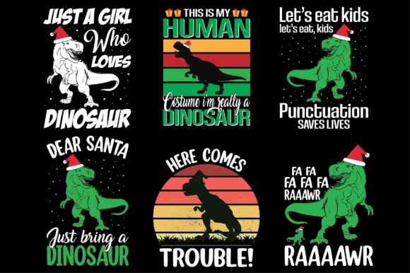 Christmas Vector Dinosaur Funny Bundle: Graphics for T-Shirt Designs