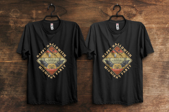 Halloween Midnight Party T-Shirt Design: Graphics & Print Templates