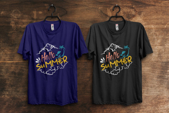 Hello Summer T Shirt Design Template: Graphics & Print Templates