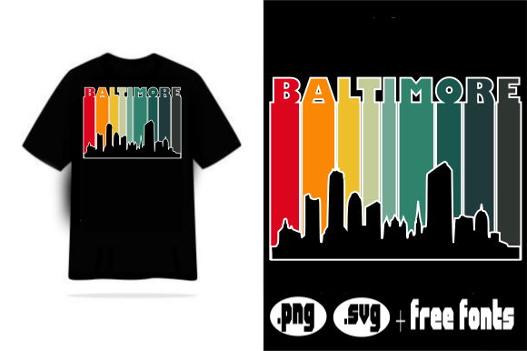 Retro Vintage Sunset Baltimore Graphics & T-Shirt Designs