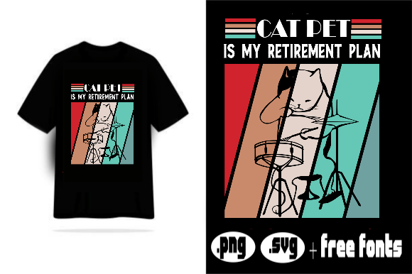 Retro Vintage Sunset Cat Graphics for T-Shirt Designs