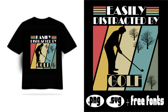 Retro Vintage Sunset Golf Graphics & T-Shirt Designs
