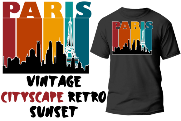 Retro Vintage Sunset Paris Graphics for T-Shirt Designs