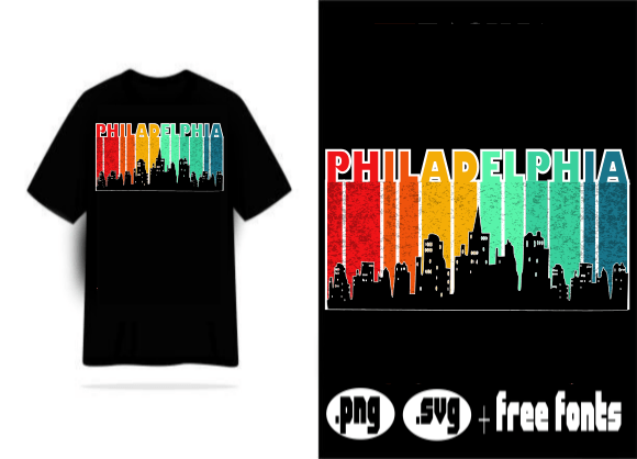 RetroVintage Sunset Philadelphia T-Shirt