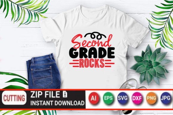 Second Grade Rocks: Graphic for T‑Shirt Designs & Branding